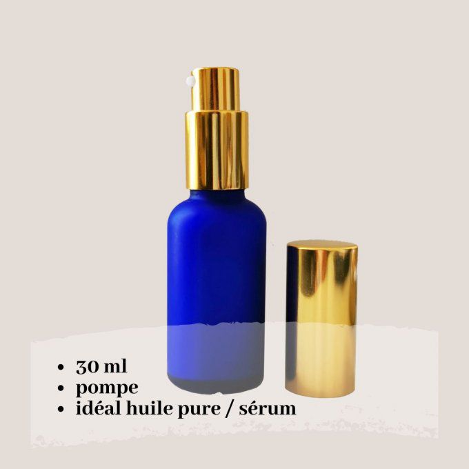 flacon pompe verre bleu 30 ml